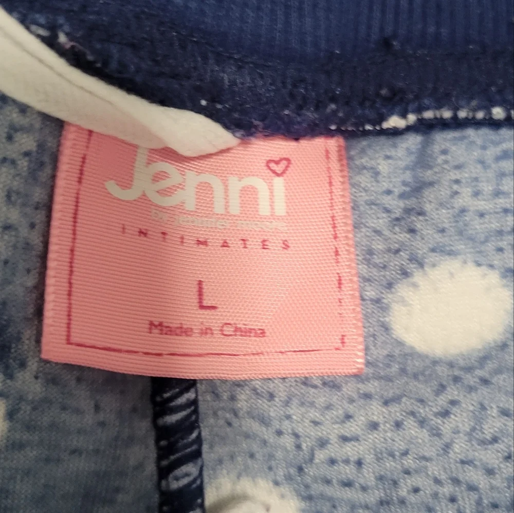 Jenni Intimates Polka Dot Velour Lounge Wear Set Hoodie & Pant Set L EUC Navy - Picture 12 of 16